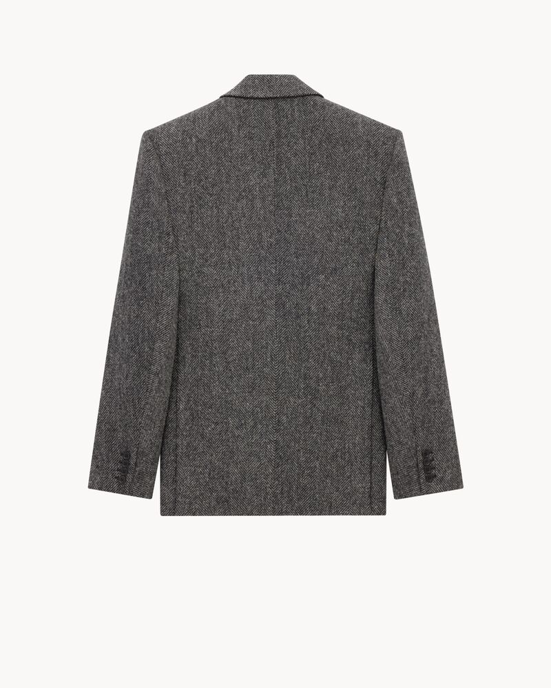jacket in brushed herringbone wool