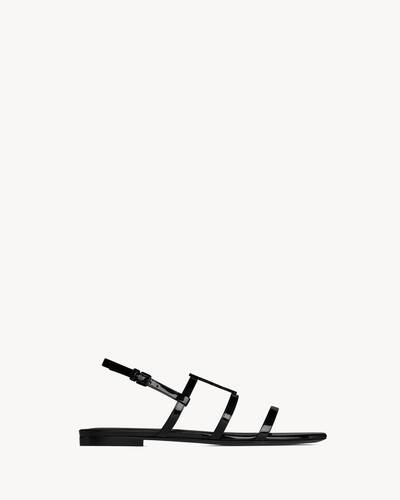 Cassandre ysl logo flat patent sandals Outlet
