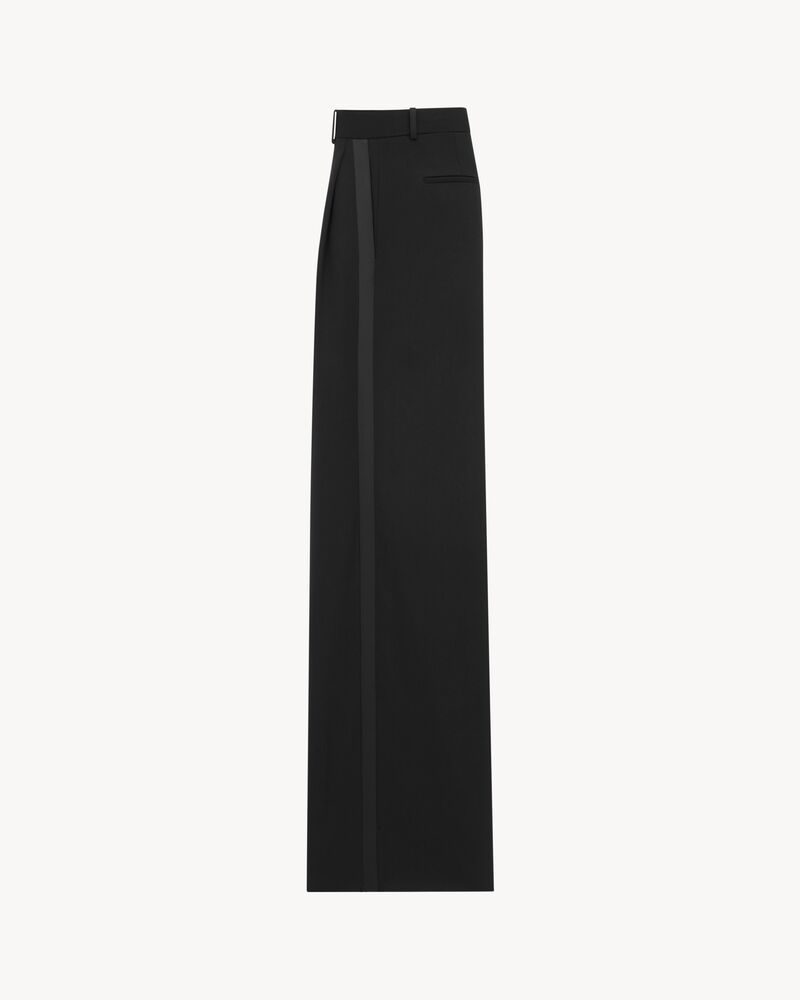 wide-leg tuxedo pants in grain de poudre