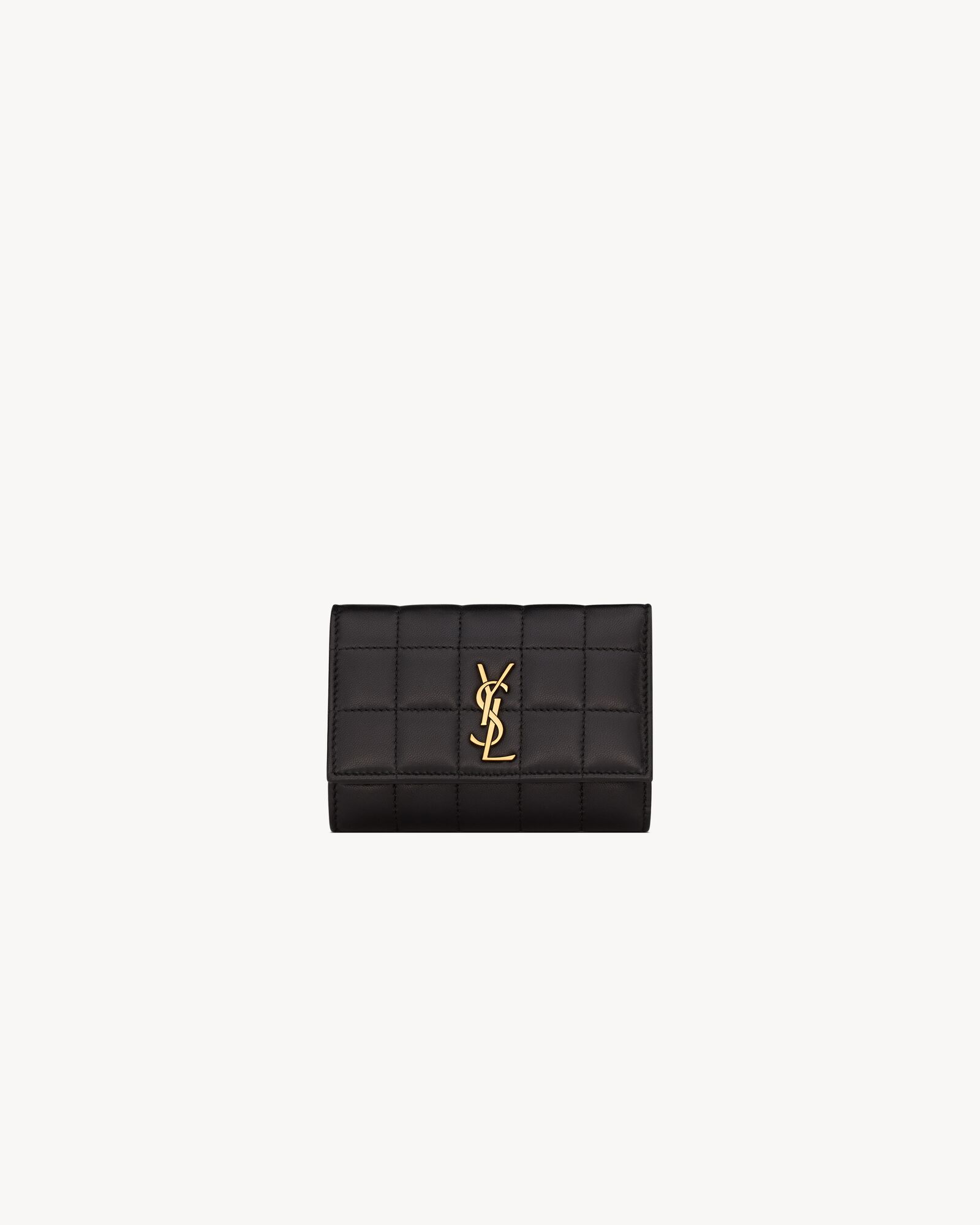 カサンドラ マテラッセ カレ コンパクトバイフォールドウォレット（ラムスキン） | Saint Laurent