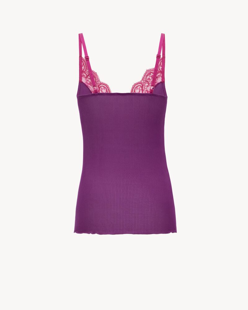 レースタンクトップ（リブ編みシルクジャージー） ブラック | Saint