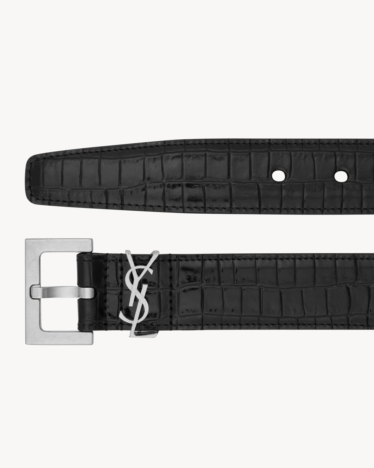 CASSANDRE belt in crocodile-embossed leather