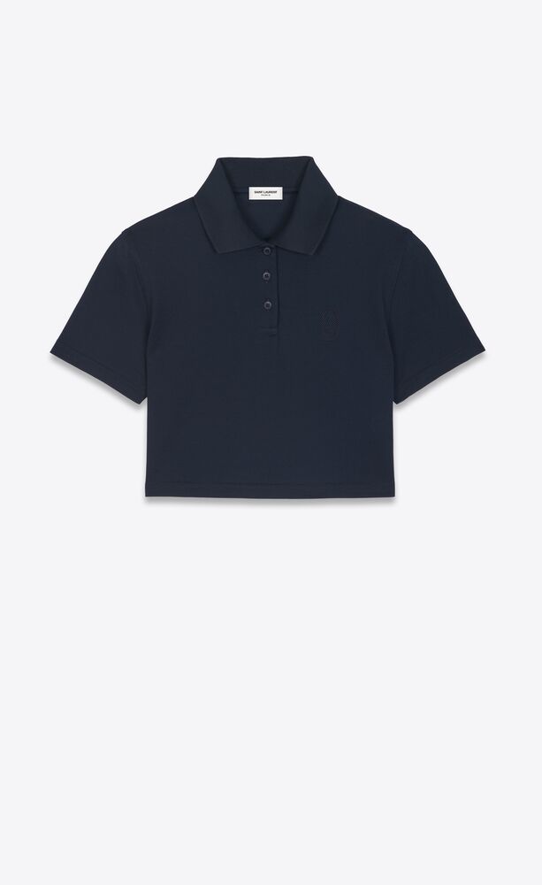 monogram cropped polo shirt in cotton piqué