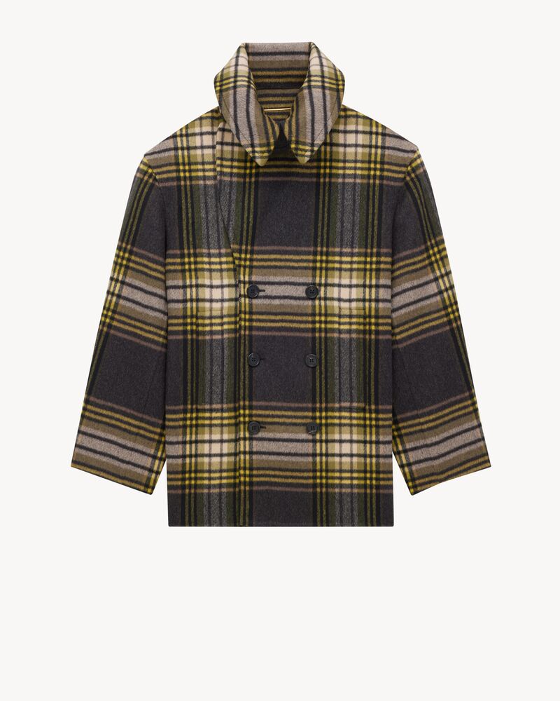 peacoat in wool tartan