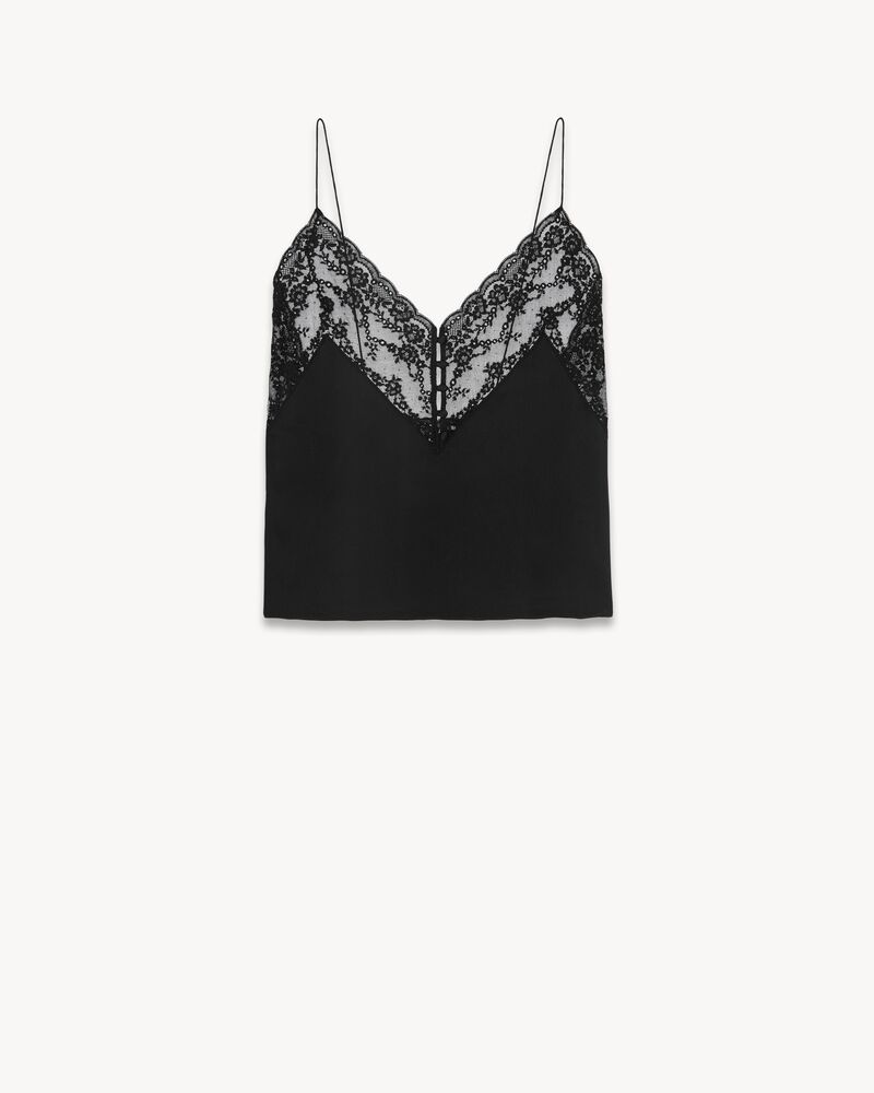 top in silk satin charmeuse and lace