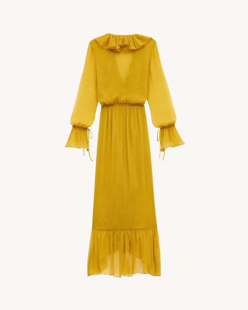 ruffled dress in silk crepon muslin