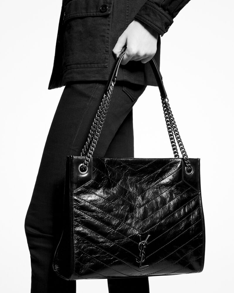 NIKI Medium shopping bag in crinkled vintage leather | Saint Laurent ...