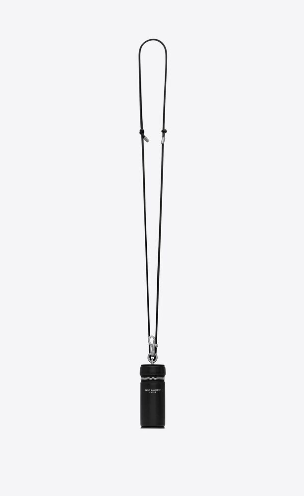 saint laurent paris tube necklace in smooth leather