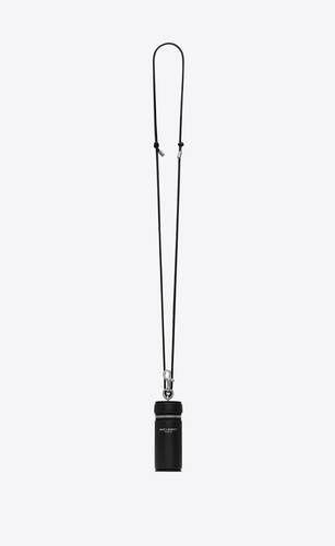 saint laurent paris tube necklace in smooth leather