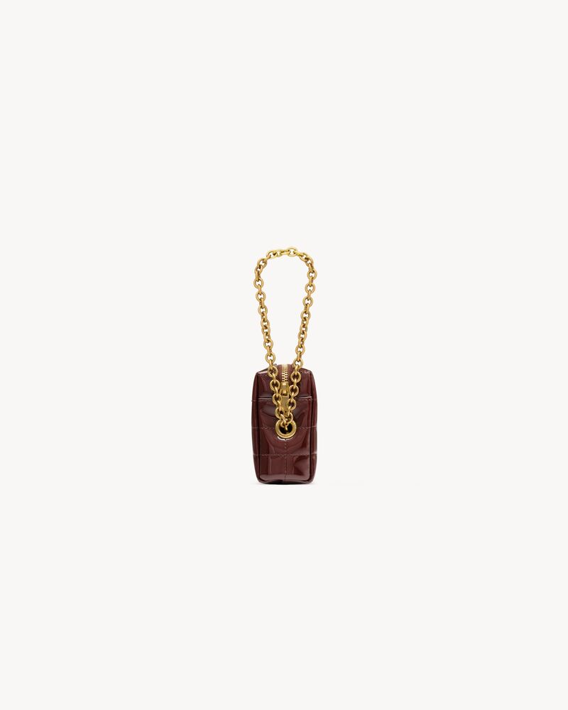 CASSANDRE MATELASSÉ CARRÉ pouch on chain in shiny canvas