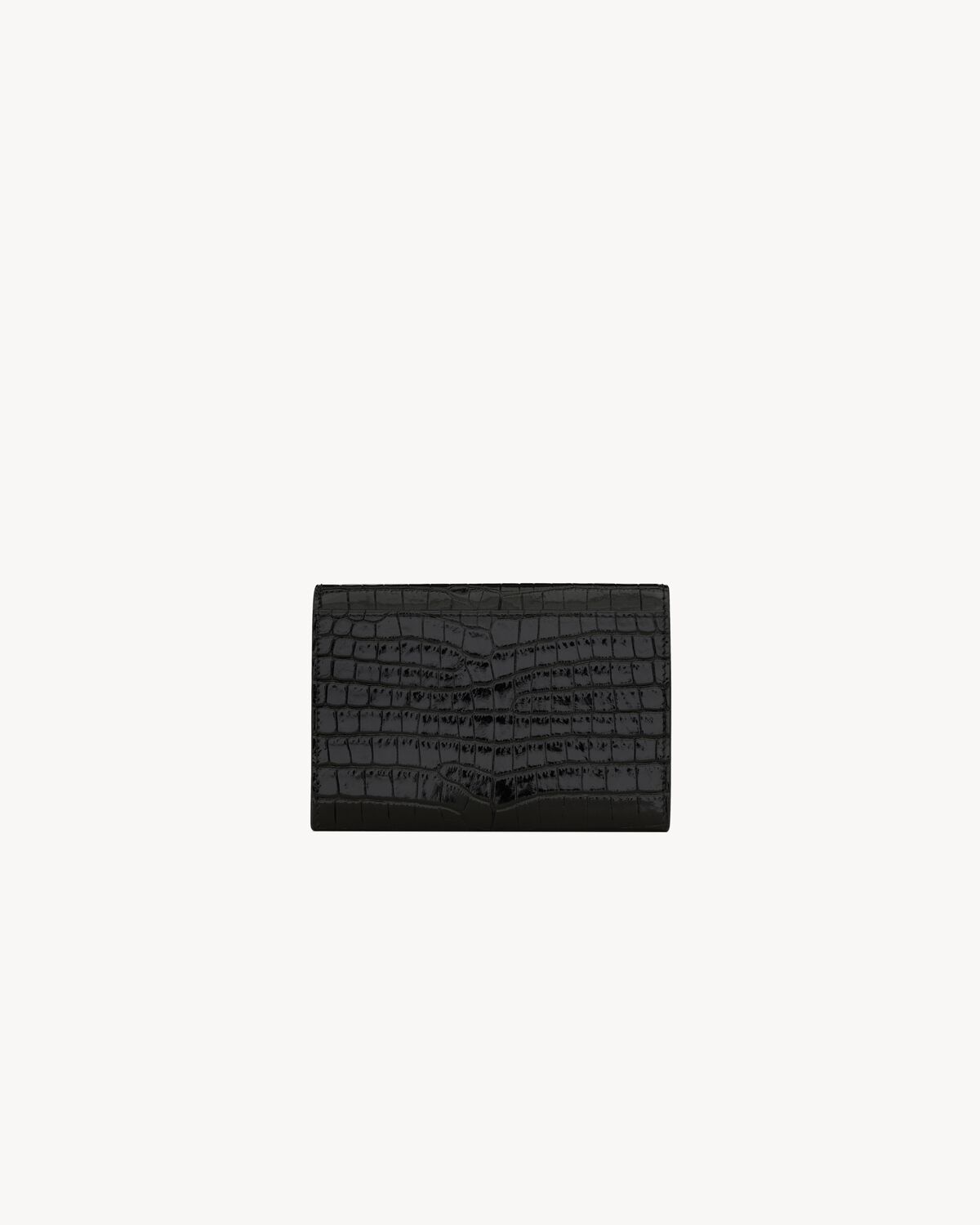Cassandre small envelope wallet in shiny crocodile-embossed leather