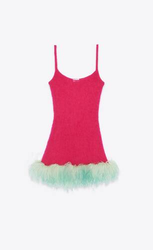 mini dress in mohair and feathers