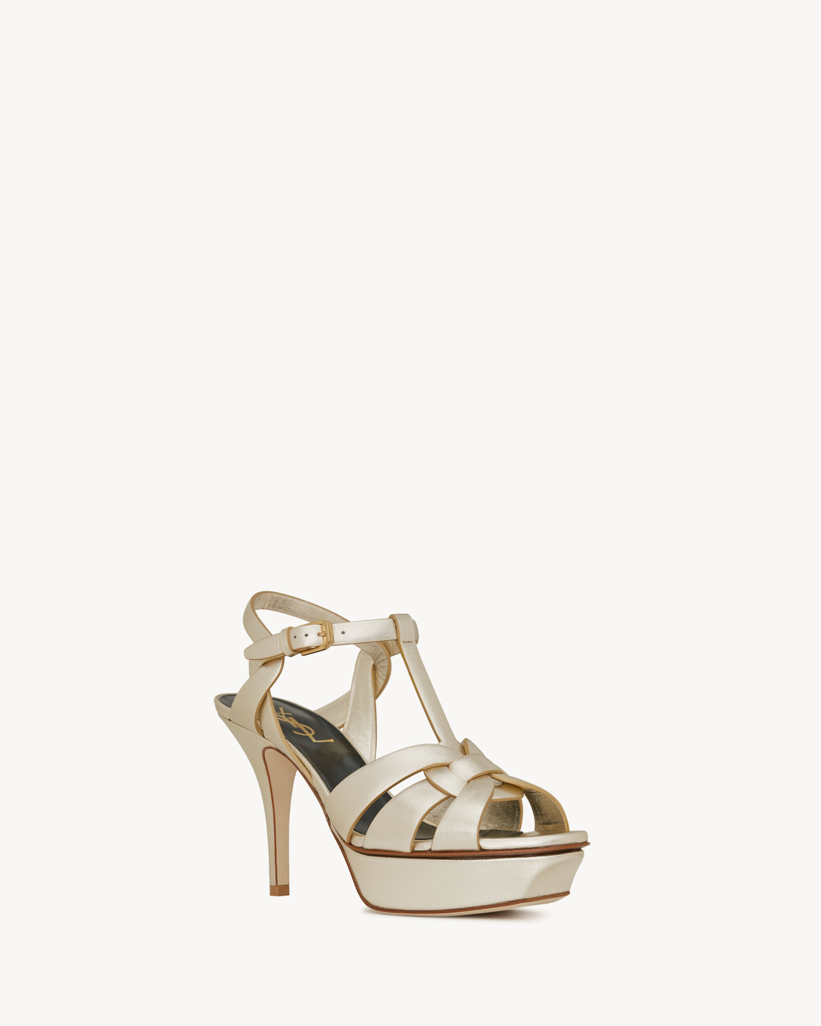 TRIBUTE platform sandals in metallic leather