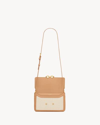 le maillon satchel in canvas and vegetable-tanned leather