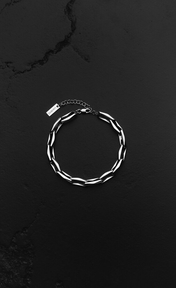 bracelet chaîne géométrique en or gris 18 carats