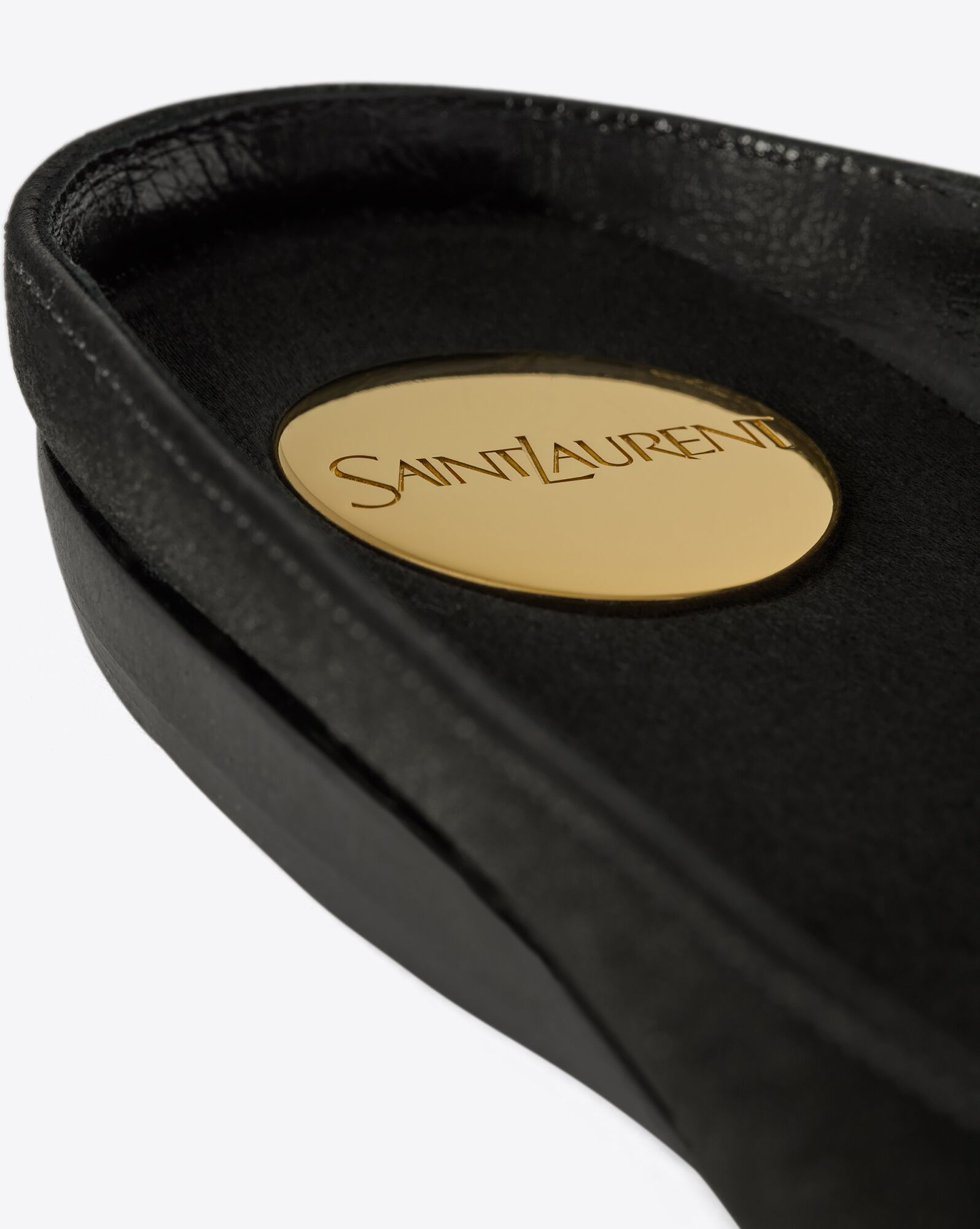 LIDO slip-ons in satin crepe and feathers