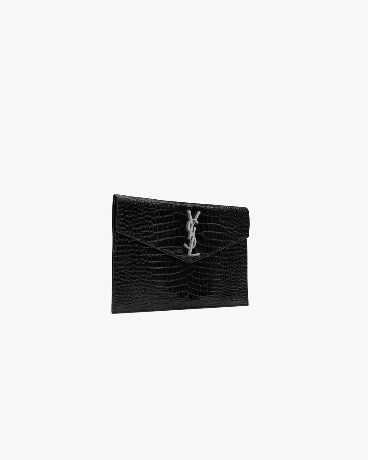 UPTOWN pouch in CROCODILE-EMBOSSED shiny leather