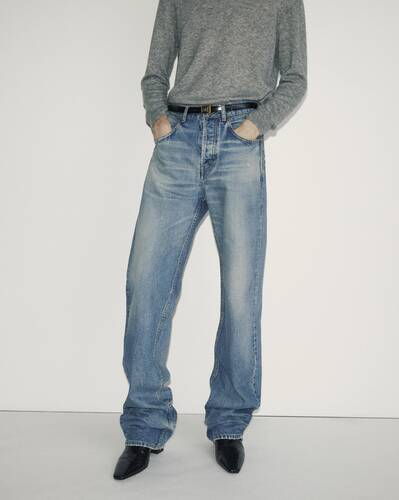 jeans larghi e lunghi in denim blu charlotte