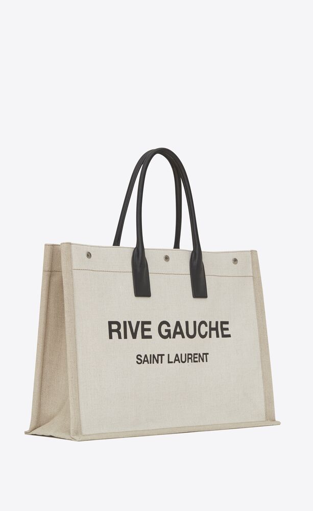 Rive gauche tote bag in linen and leather | Saint Laurent Czech 