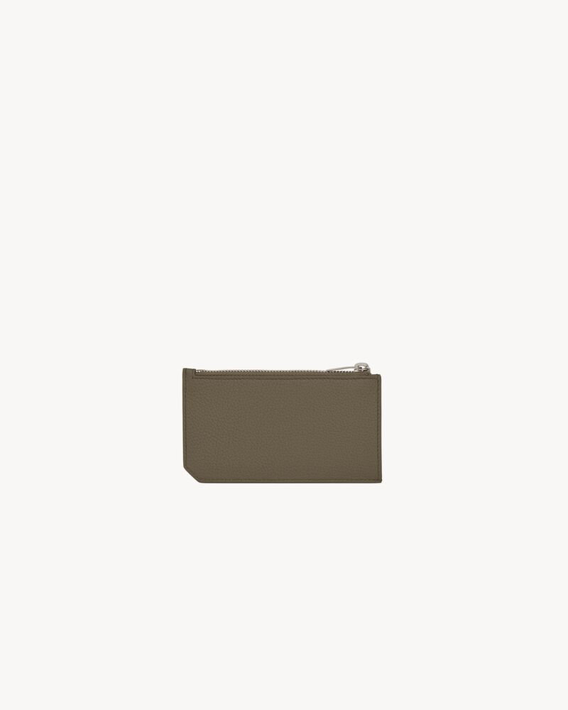TINY CASSANDRE FRAGMENTS ZIPPED CARD CASE IN GRAINED LEATHER