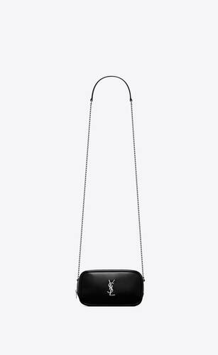 Saint Laurent Lou Camera Bag In Canvas And Smooth Leather in Black