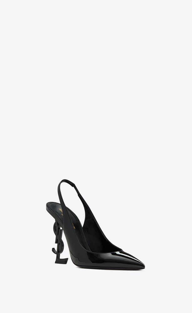 OPYUM slingback pumps in patent leather with black heel | Saint Laurent | YSL.com