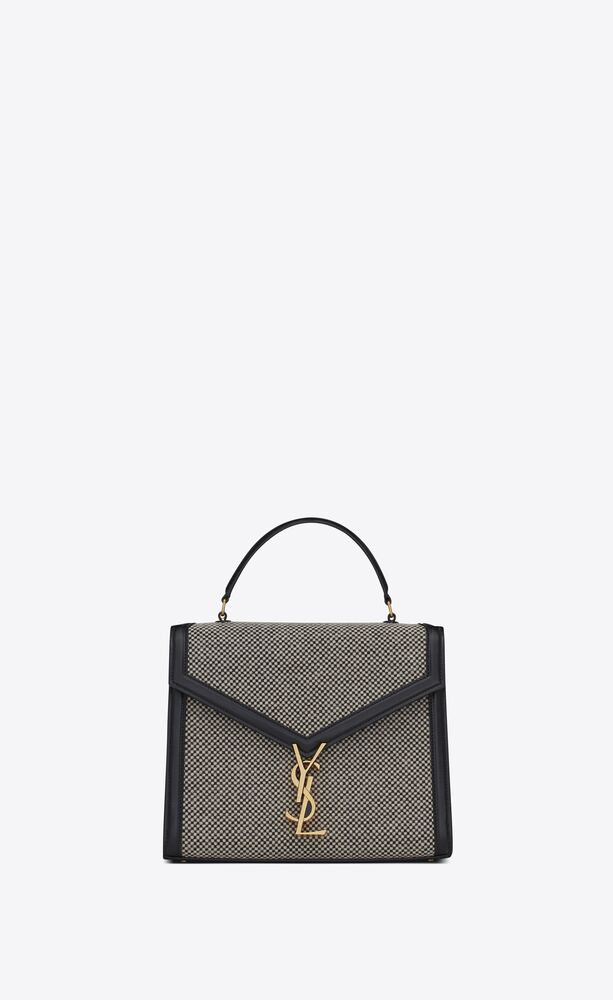 Cassandra中号编织粗花呢手提包 Saint Laurent 津巴布韦 Ysl Com