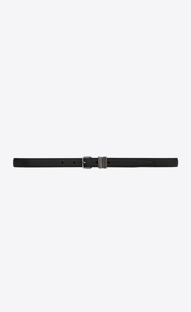 stacked-loop belt in grained leather