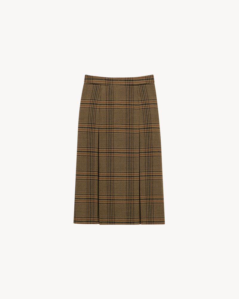 midi skirt in prince of wales wool and cashmere