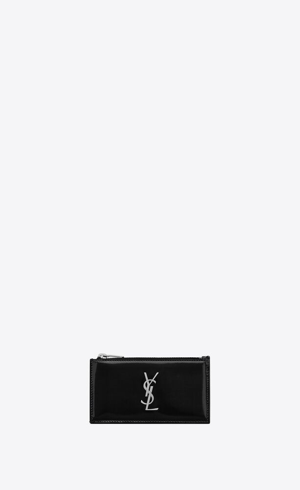 cassandre fragments zipped card case in brushed leather
