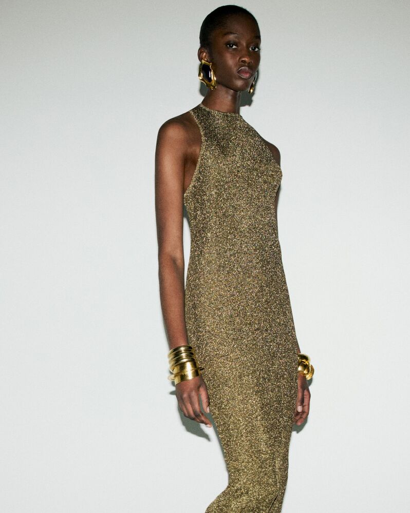 racerback dress in lamé rib knit