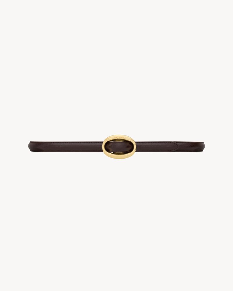 oval buckle thin belt in smooth leather