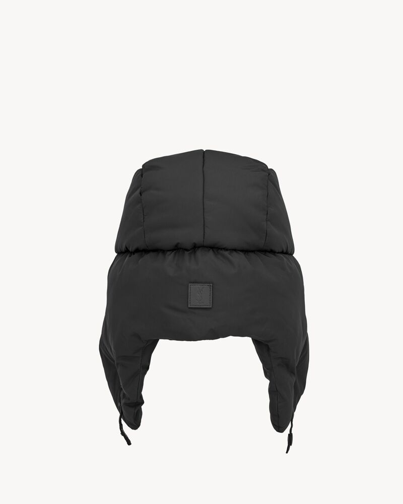 TRAPPER HAT IN NYLON, WOOL, CASHMERE, AND LEATHER