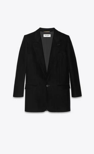 blazers et vestes de tailleur Veste en velours à boutonnage simple Velours Saint Laurent en coloris Noir Femme Vêtements Vestes Vestes sport 