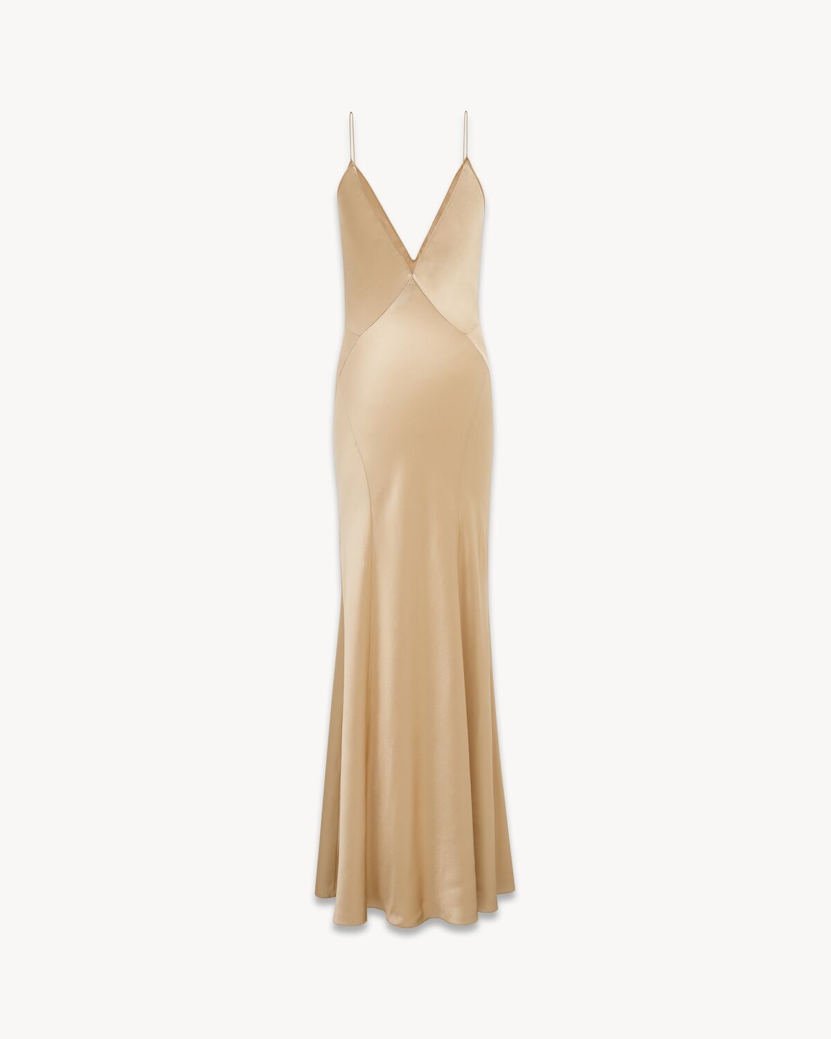 V-neck dress in silk satin