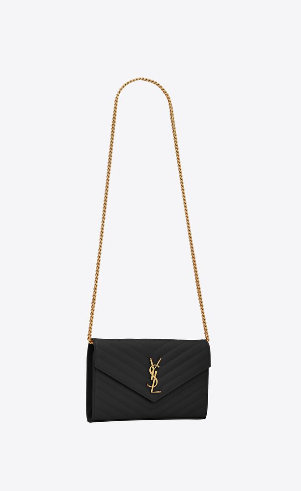 Saint Laurent Cassandre Leather Wallet On Chain in White Natural Womens Wallets and cardholders Saint Laurent Wallets and cardholders 