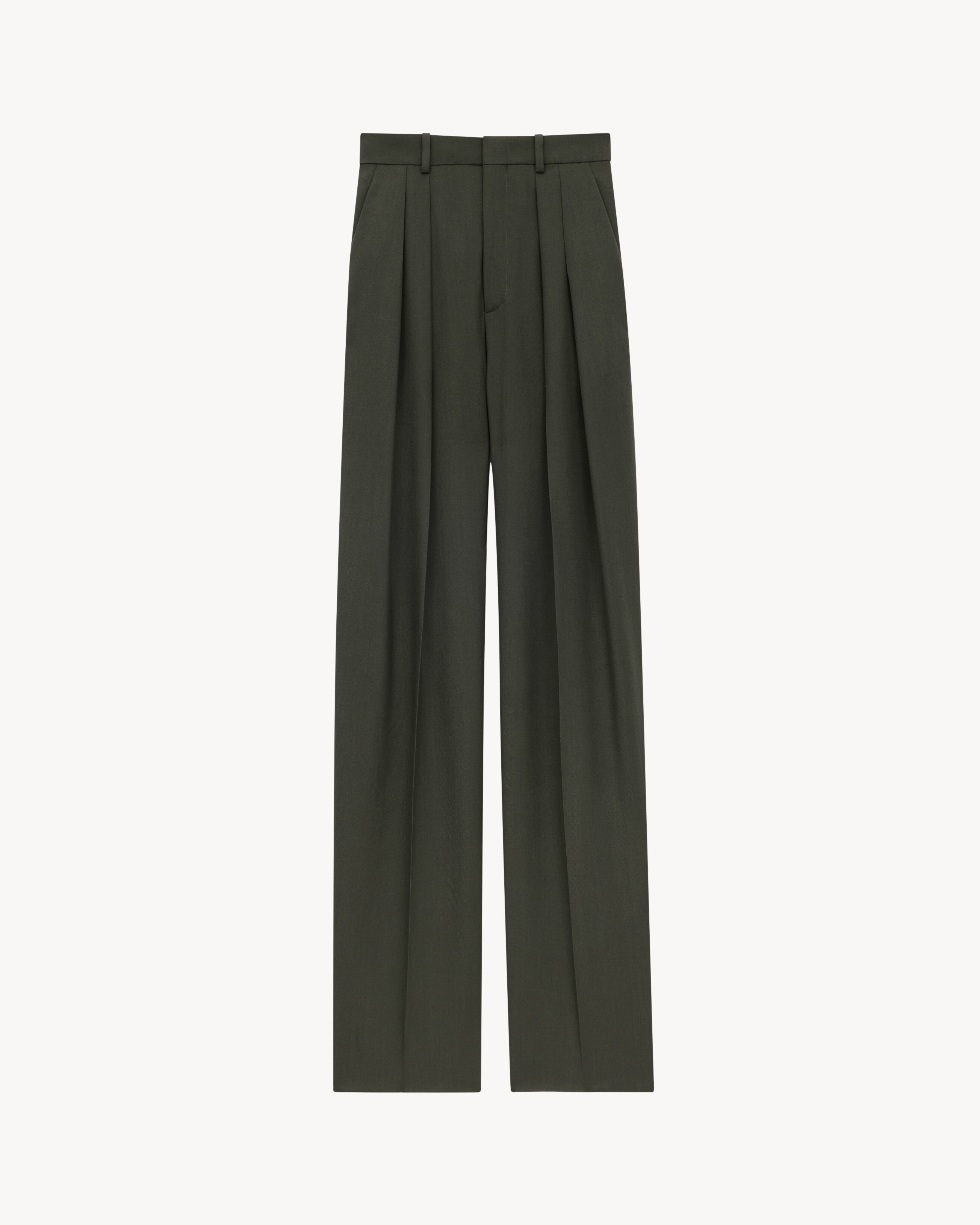 wide-leg pants in wool gabardine