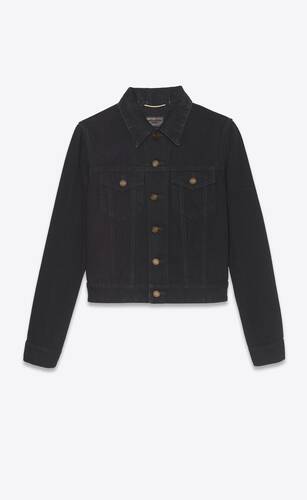 classic jacket in worn black denim