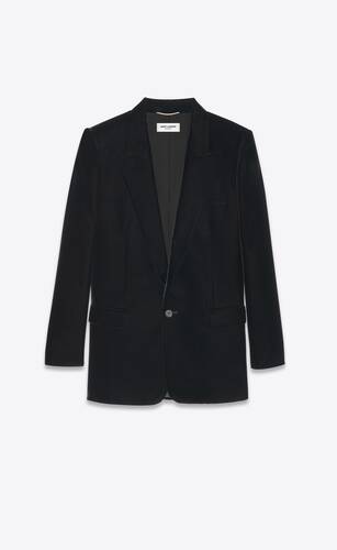 long single-breasted jacket in cupro velvet