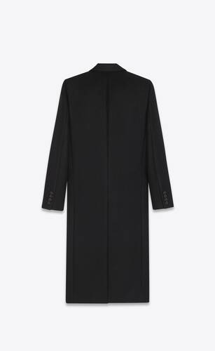Long double-breasted coat in wool felt | Saint Laurent | YSL.com