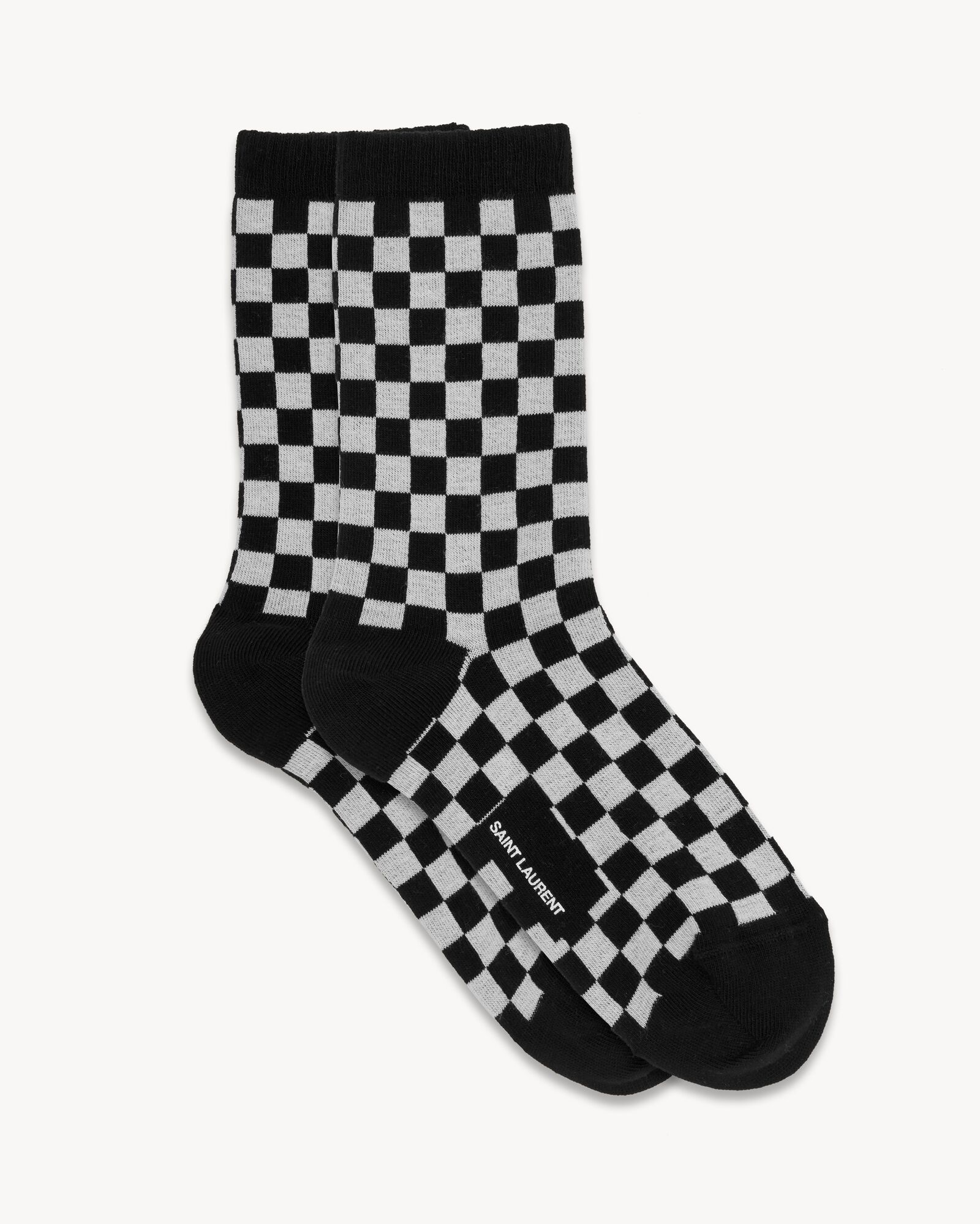 Check and musical notes pattern socks Saint Laurent
