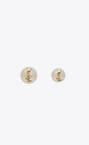 ysl pearl earrings in metal