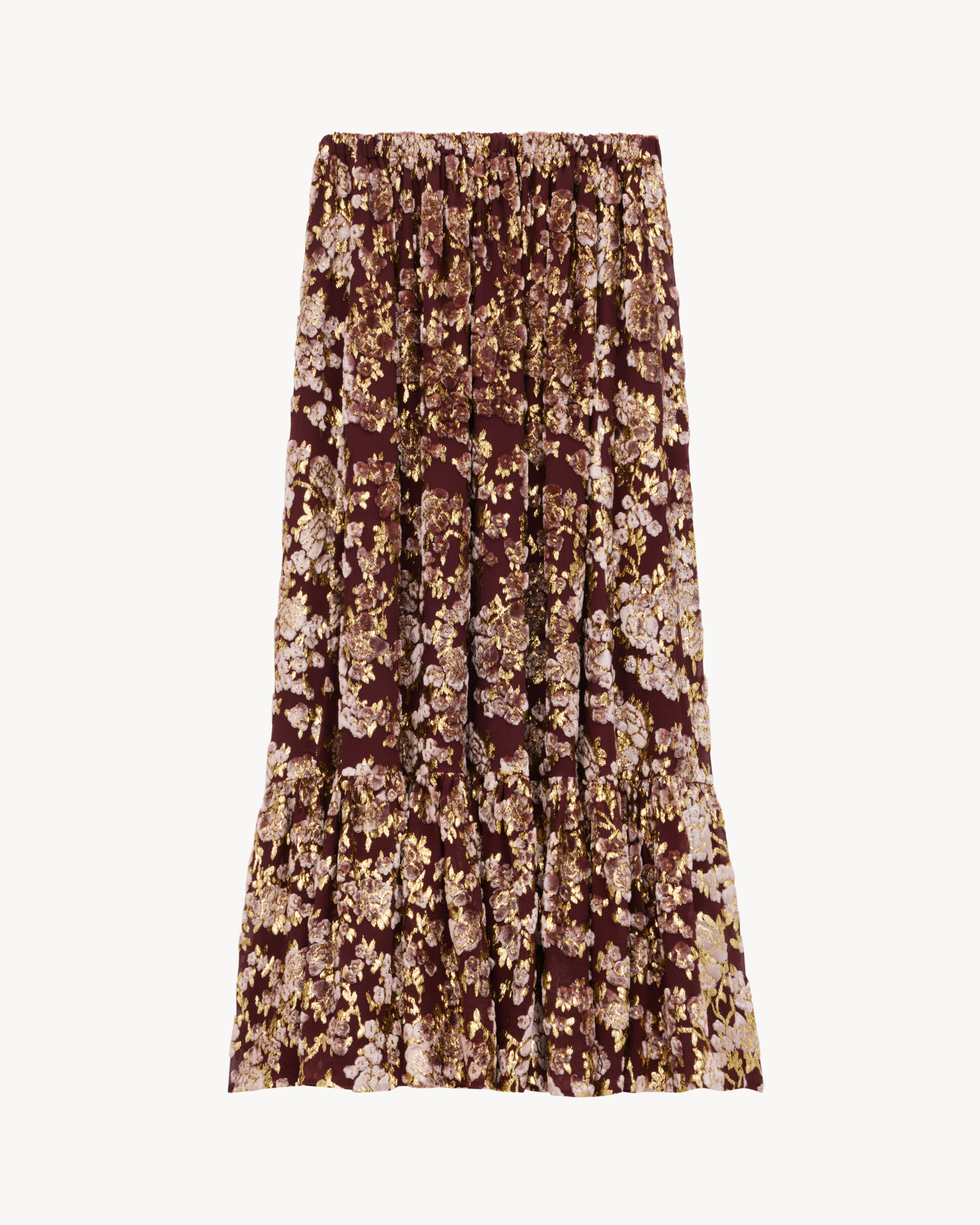 ruffled skirt in lamé dévoré velvet