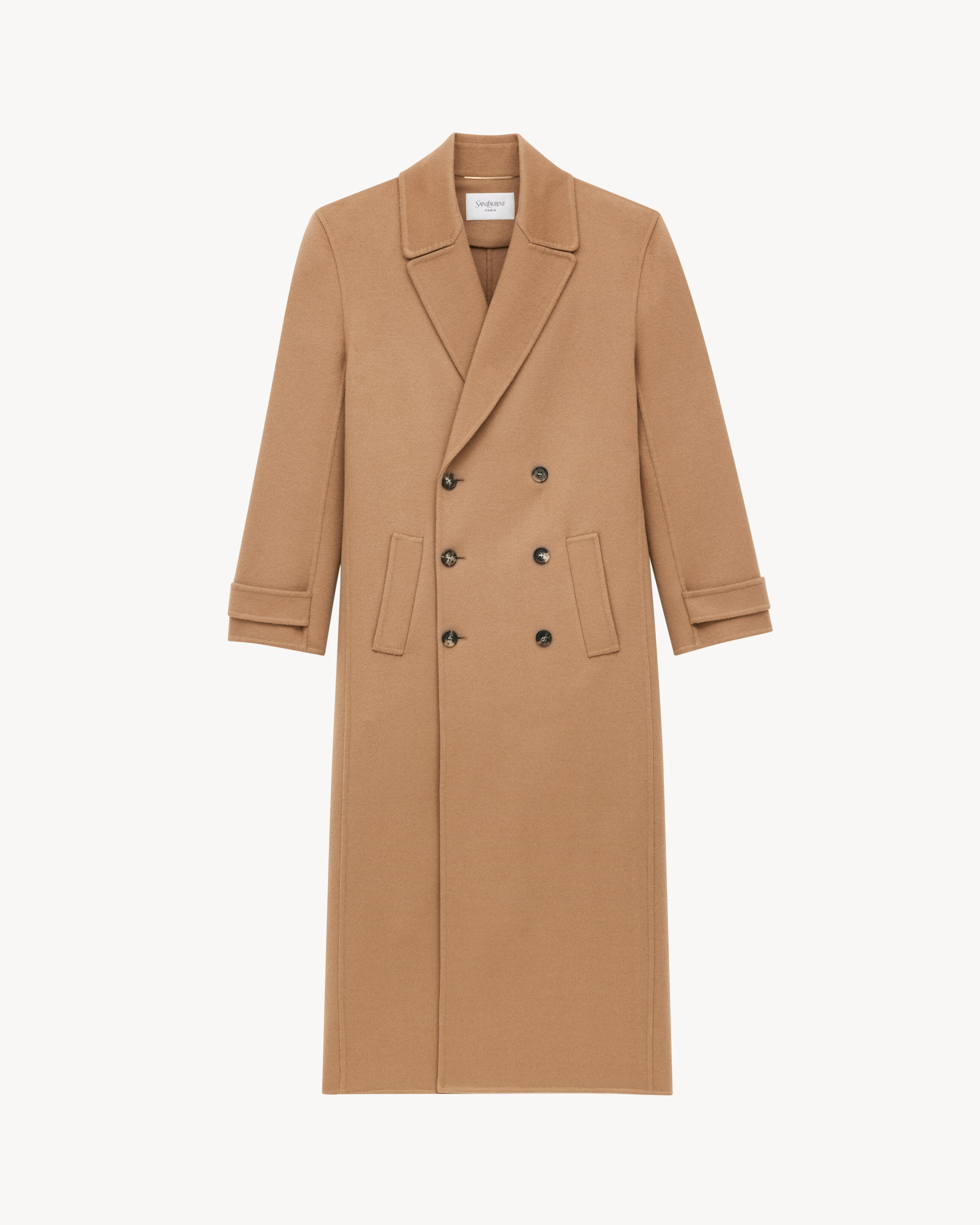 Cappotto lungo in cashmere e lana spazzolati