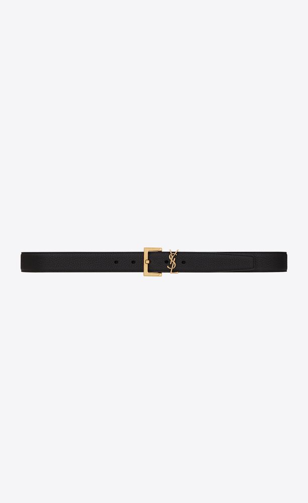 Cassandre BELT WITH SQUARE BUCKLE IN GRAINED LEATHER | Saint Laurent ...