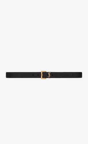 monogram belt with square buckle in grained leather