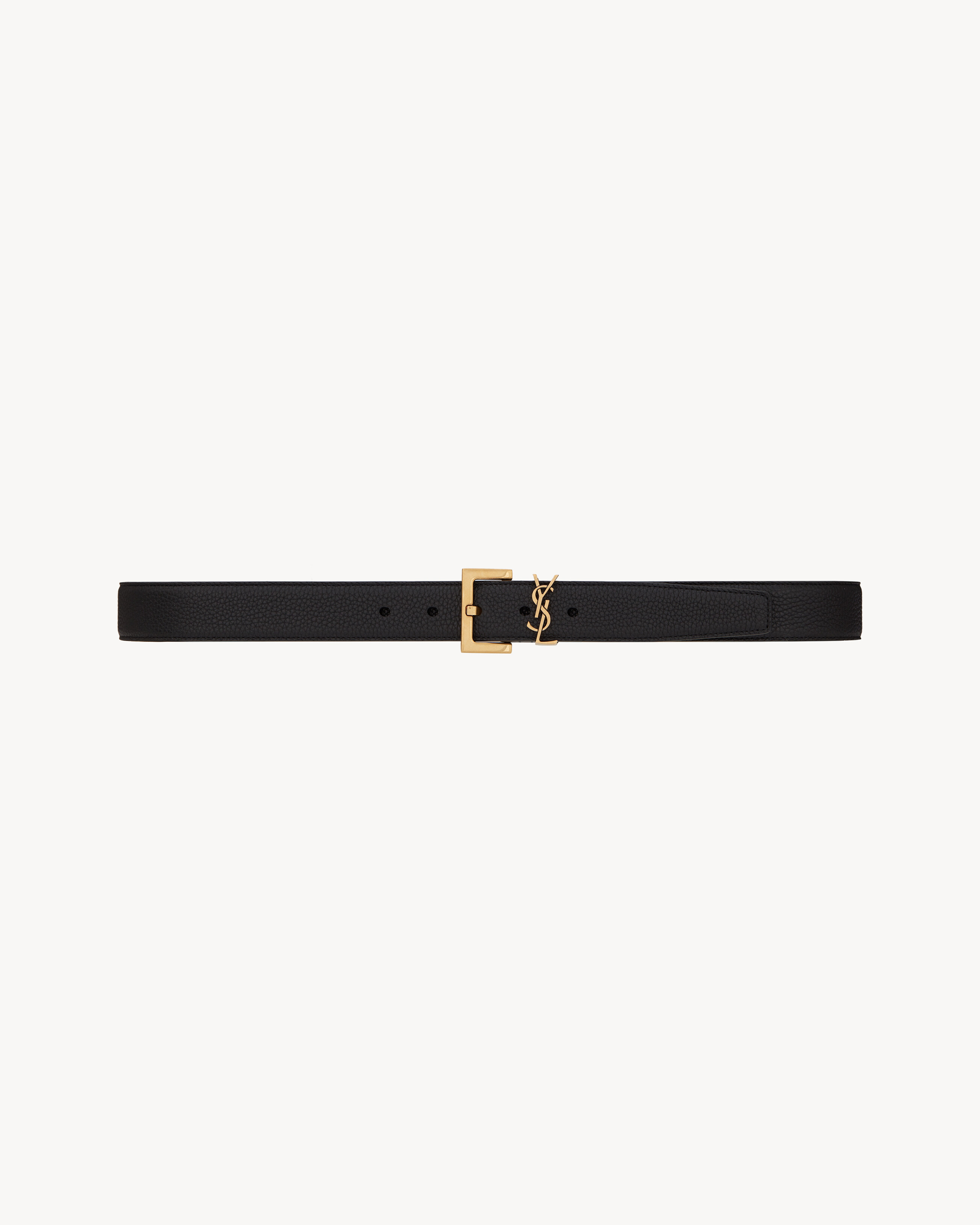 Cassandre BELT WITH SQUARE BUCKLE IN GRAINED LEATHER in Black