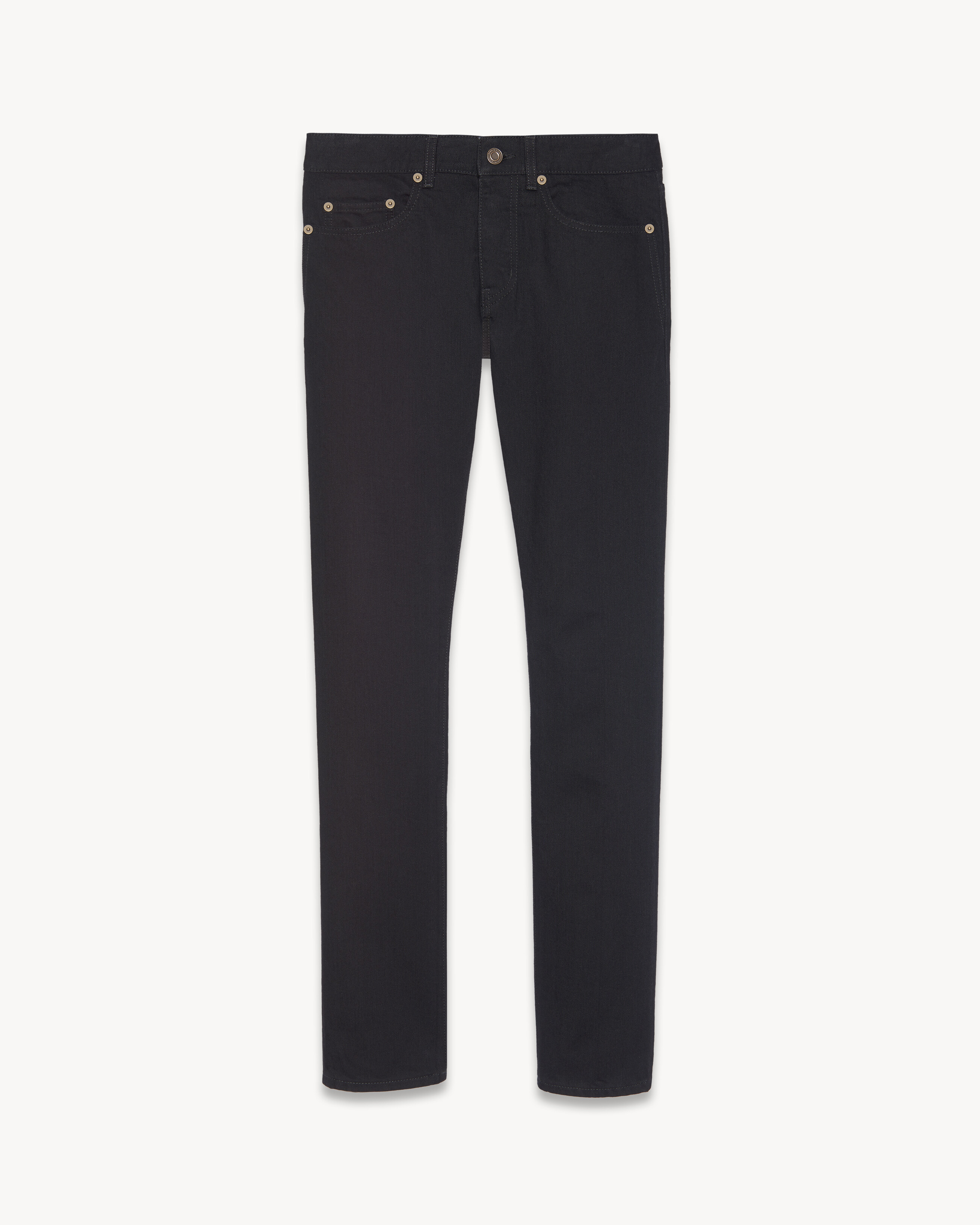 Slim-fit jeans in worn black denim, Saint Laurent