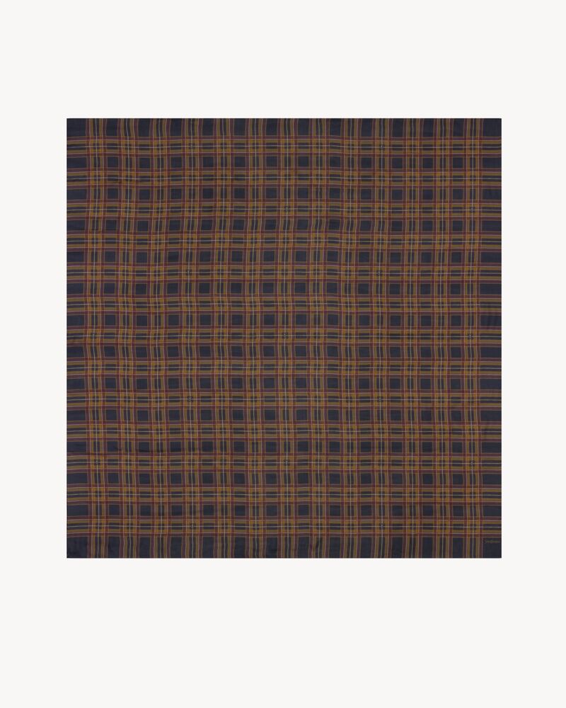 CASSANDRE LARGE SQUARE SCARF IN TARTAN SILK CHARMEUSE