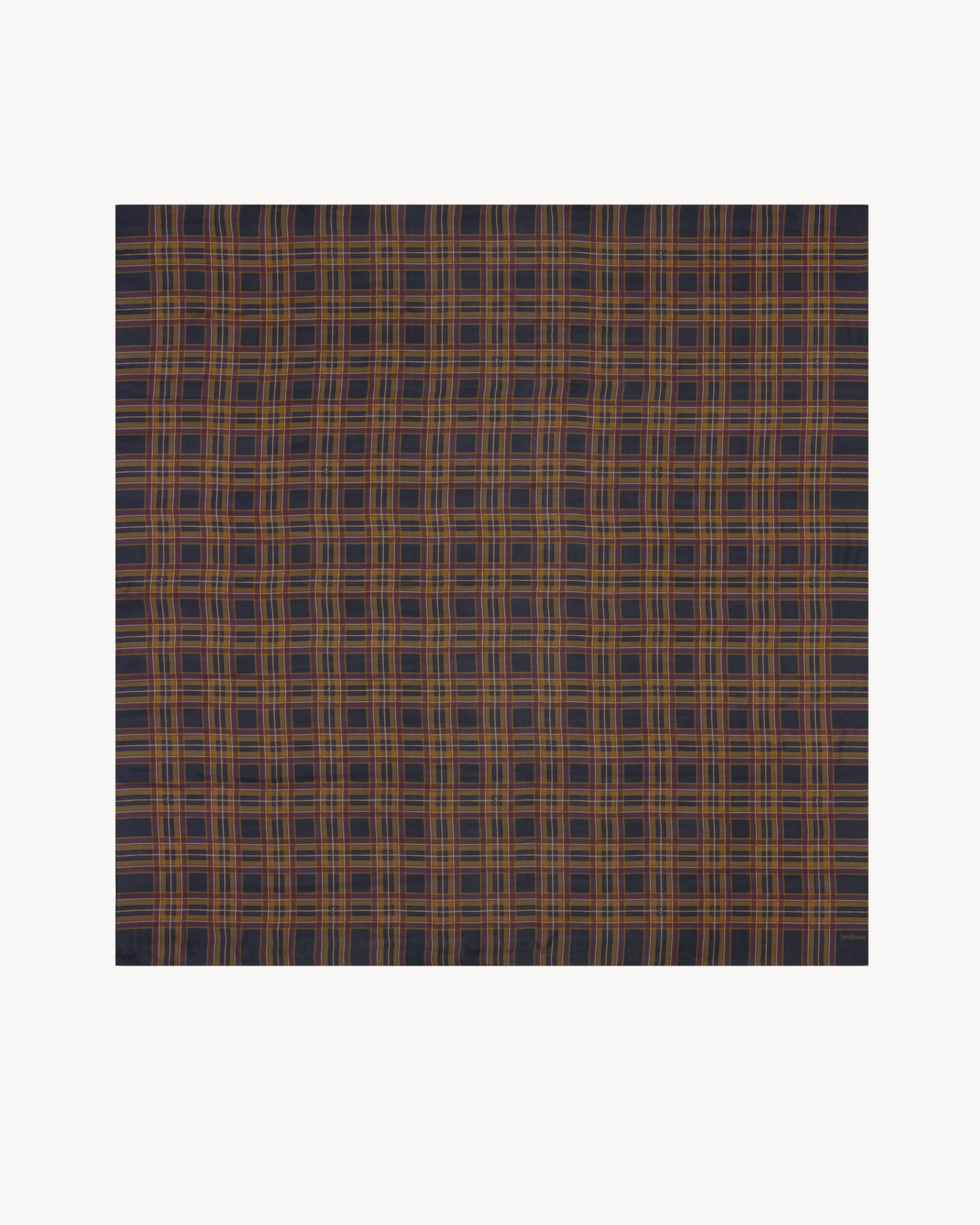 CASSANDRE LARGE SQUARE SCARF IN TARTAN SILK CHARMEUSE